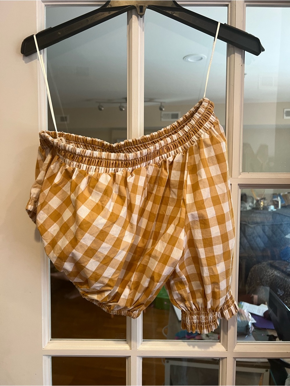 Who What Wear Mustard Gingham Bubble Shorts